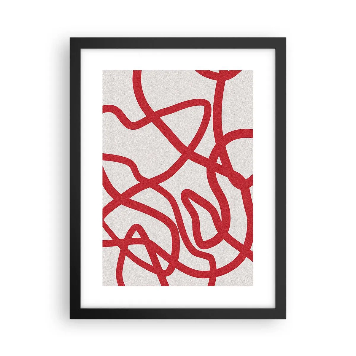 Poster in black frame - Red on White - 30x40 cm
