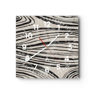 Wall clock - Clock on glass - Spillover of Lines - 30x30 cm