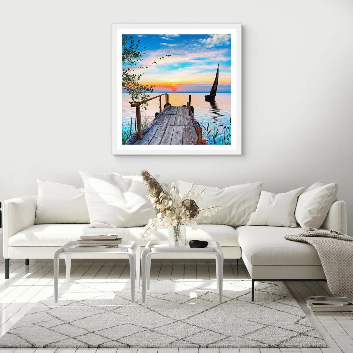 Poster in white frmae - Good Evening - 60x60 cm