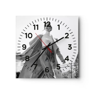 Wall clock - Clock on glass - Are You Coming With Me? - 40x40 cm
