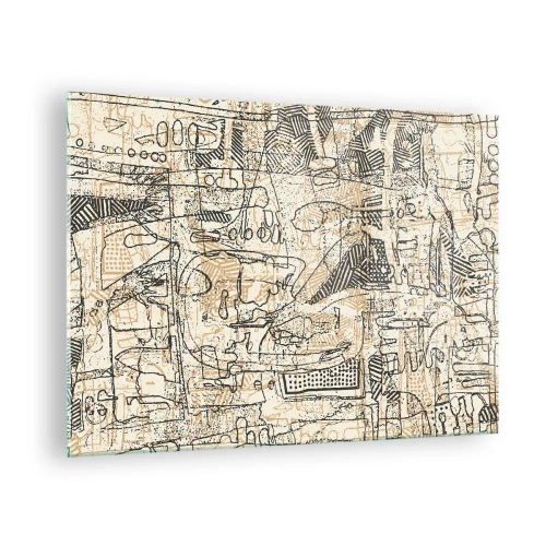 Glass picture - A complex abstract structure with geometric and sketchy patterns. - 70x50cm - Waiting to Be Decoded - Modern wall decoration for the living room and bedroom ARTTOR