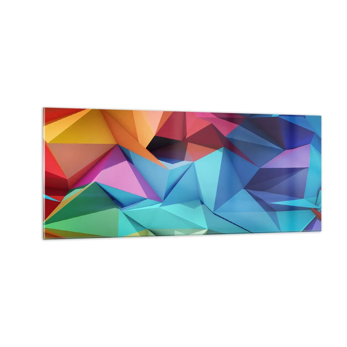 Glass picture - Rainbow Origami - 100x40 cm
