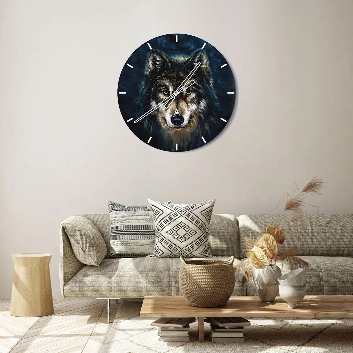 Wall clock - Clock on glass - Alpha? And Omega - 40x40 cm