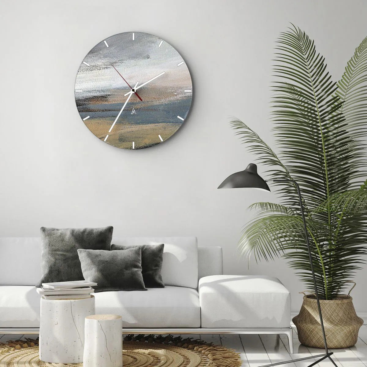 Wall clock - Clock on glass - Abstract: Northern Landscsape - 30x30 cm