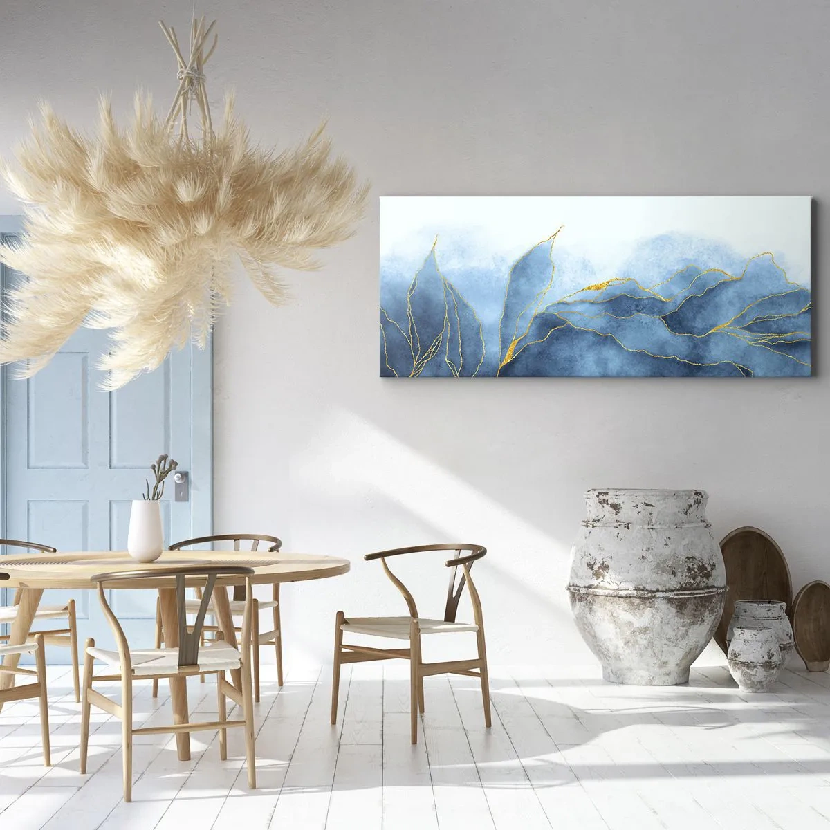Canvas picture - Blue In Gold - 100x40 cm