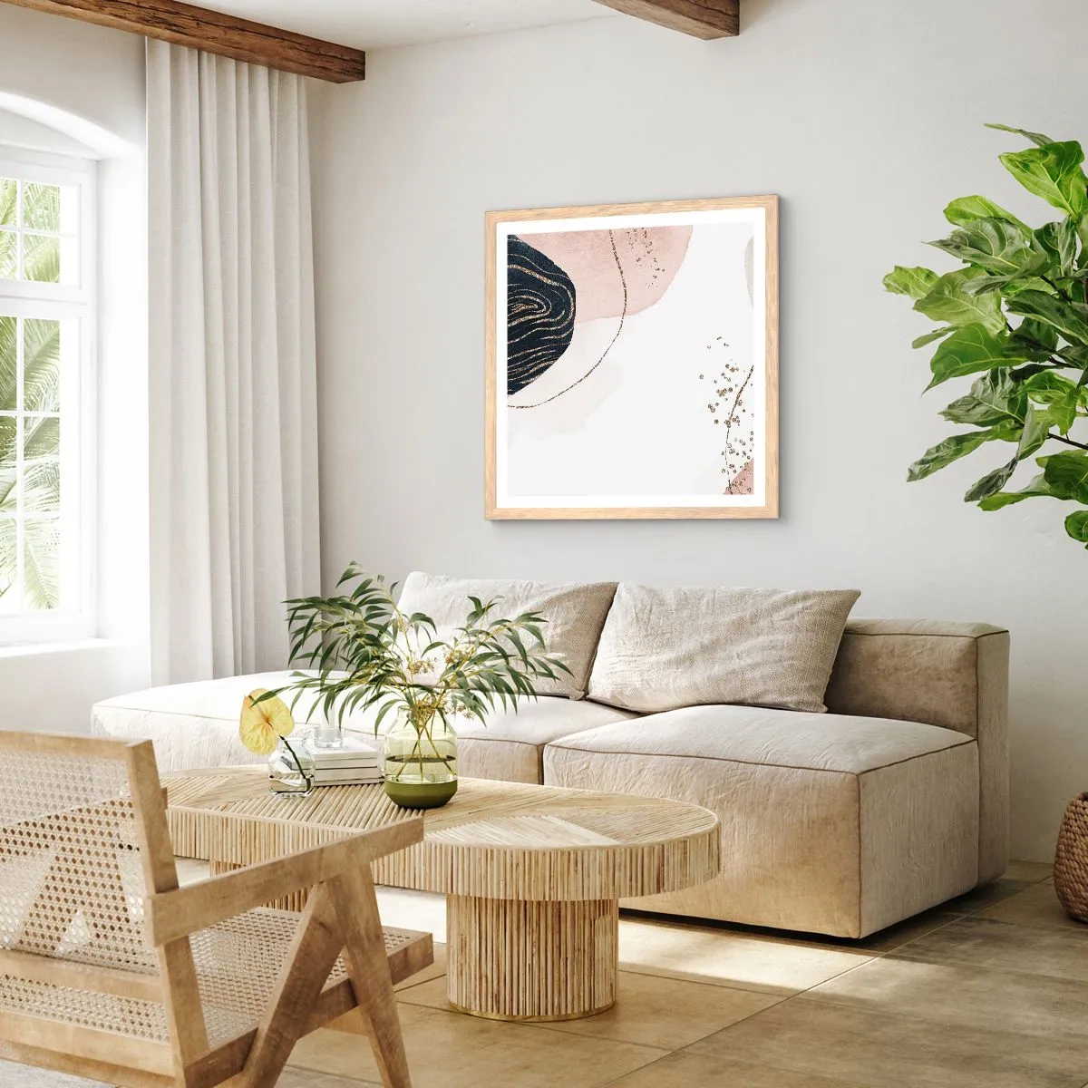 Poster in light oak frame - Everything Flows - 40x40 cm