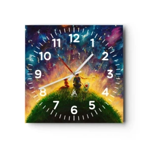 Wall clock - Clock on glass - Love and Friendship - Whole World - 40x40 cm