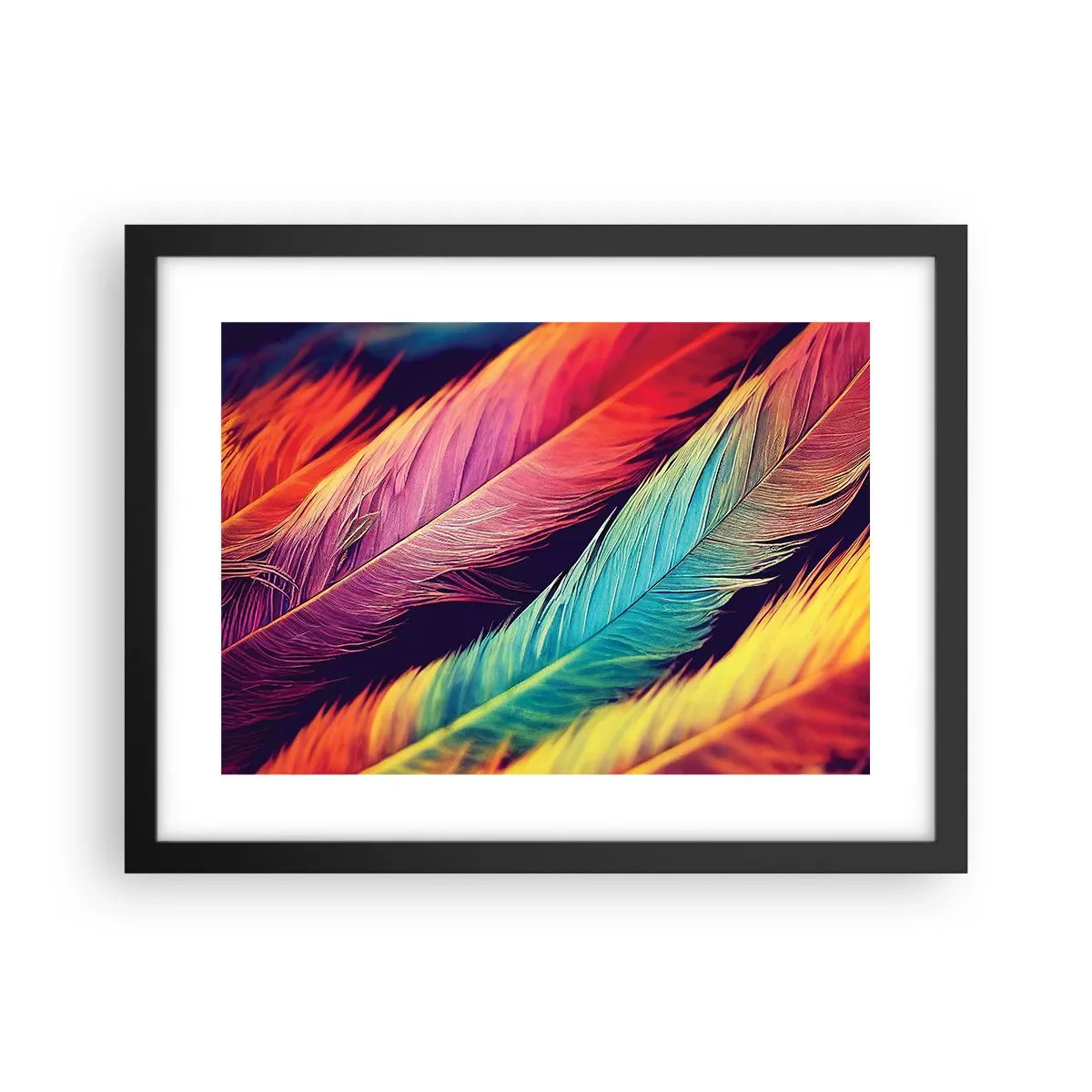 Poster in black frame - Feathered Rainbow - 40x30 cm