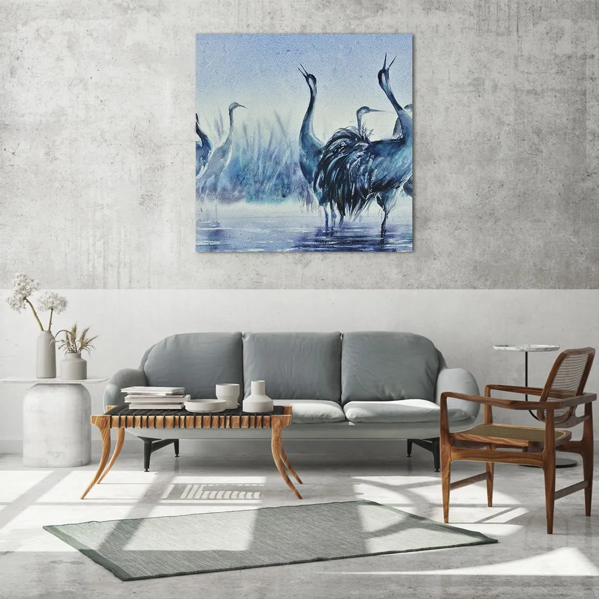 Glass picture - Morning Encounter - 30x30 cm