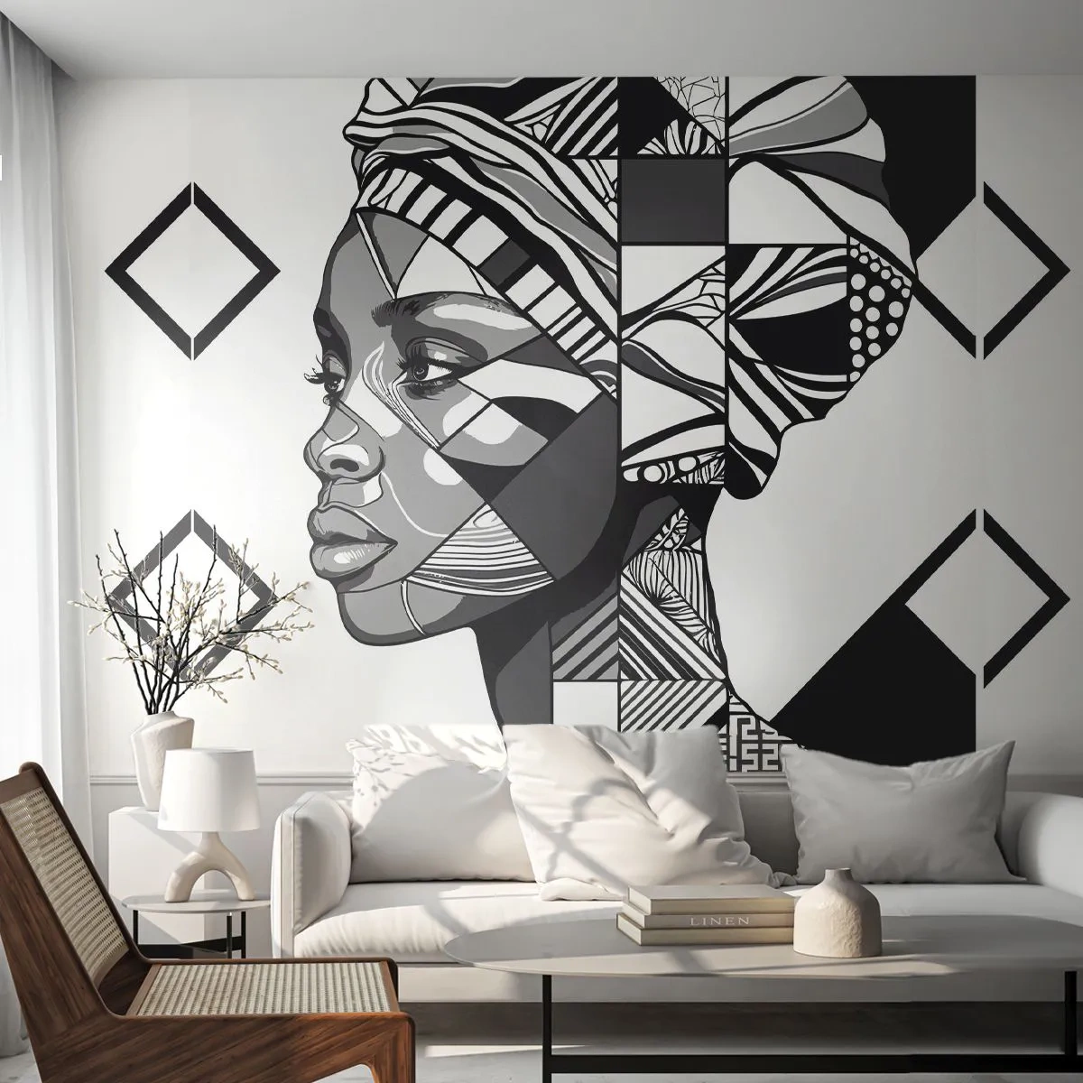 Self-Adhesive Photo Wallpaper Deluxe Sticker - Ethnic Portrait - Portrait, African American, Turban - 100x70 cm