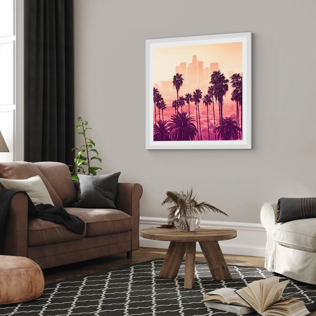 Poster in white frmae - Californian Landscape - 60x60 cm