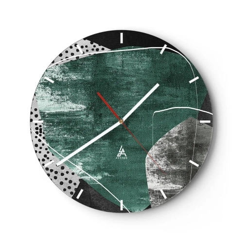 Wall clock - Clock on glass - Colourful Abstract with a Golden Petal - 40x40 cm