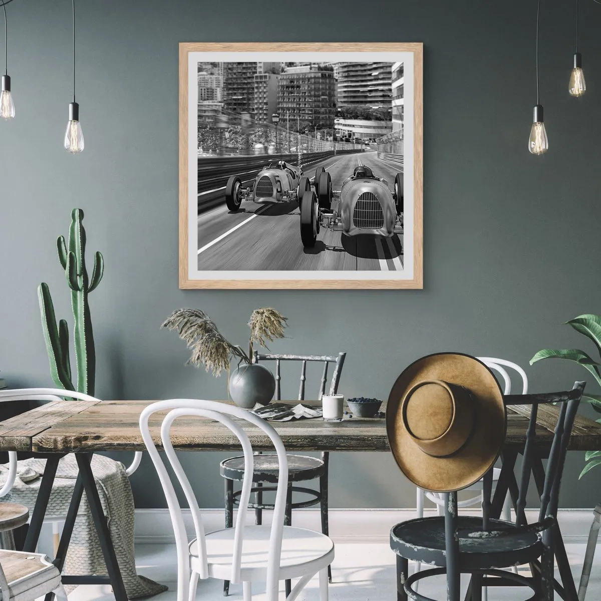 Poster in light oak frame - Long Time Ago in Monte Carlo - 40x40 cm