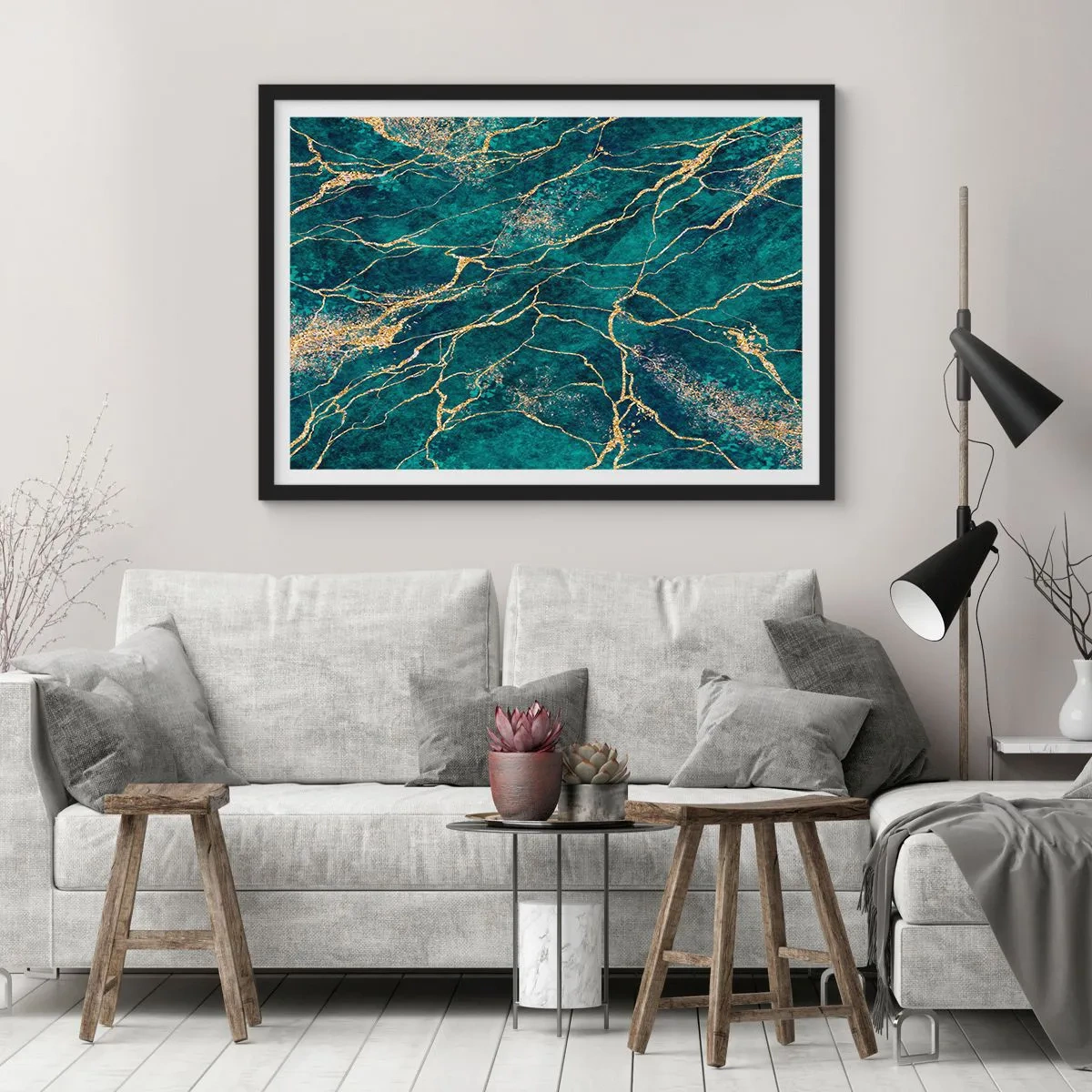 Poster in black frame - Gold Vein - 70x50 cm