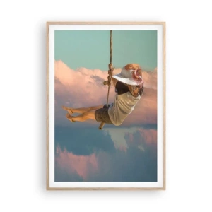 Poster in light oak frame - Fun in the Clouds - 70x100 cm
