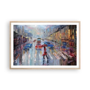 Poster in light oak frame - Rainy Afternoon in a City - 91x61 cm
