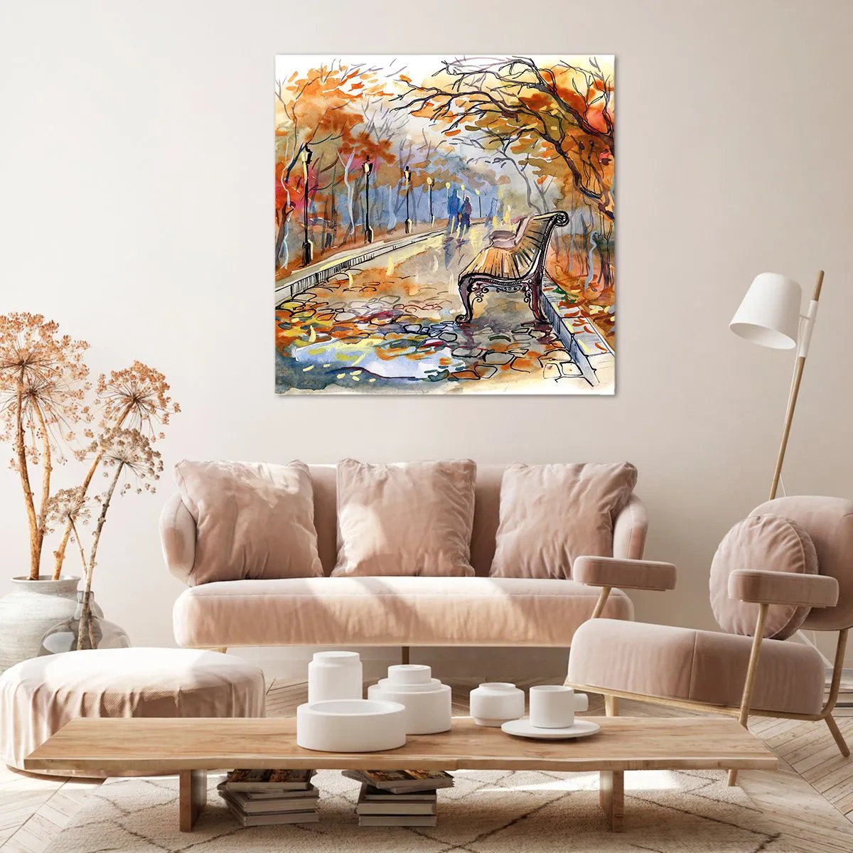 Canvas picture - Walking together into Autumn - 70x70 cm