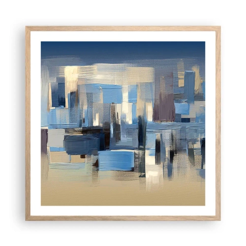 Poster in light oak frame - Blue Construction - 60x60 cm