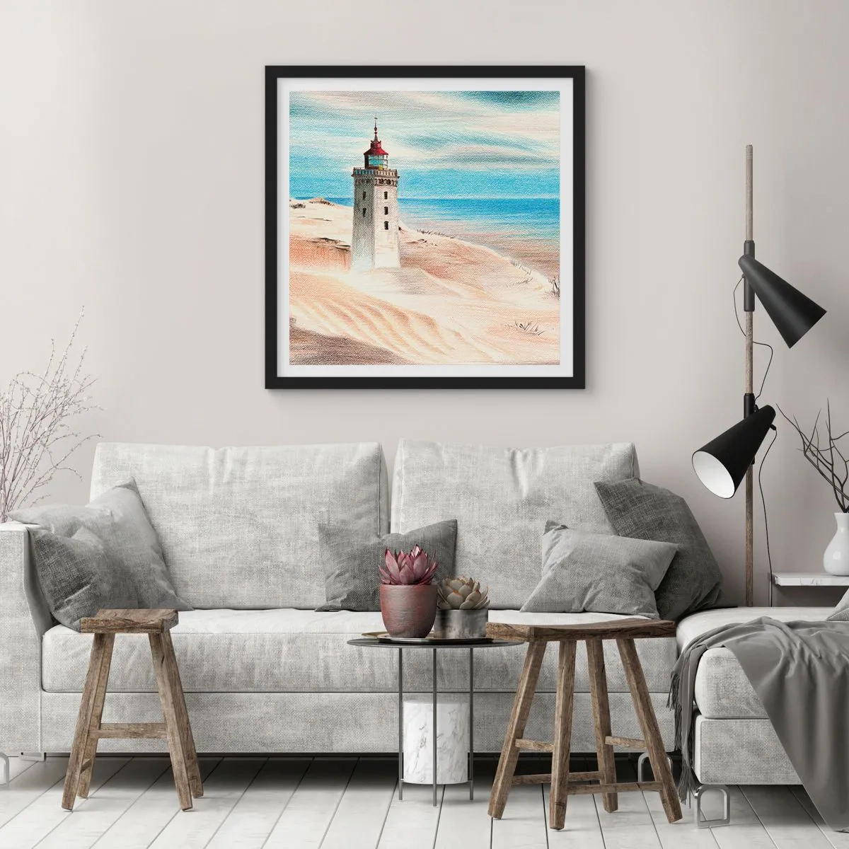 Poster in black frame - Always Staring at the Sea - 40x40 cm