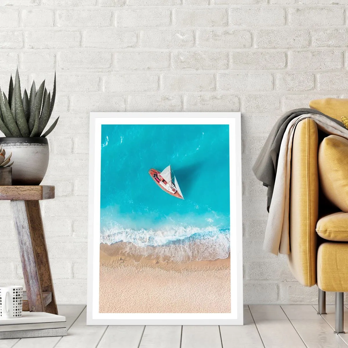 Poster in white frmae - On the Border of Blue and Gold - 70x100 cm