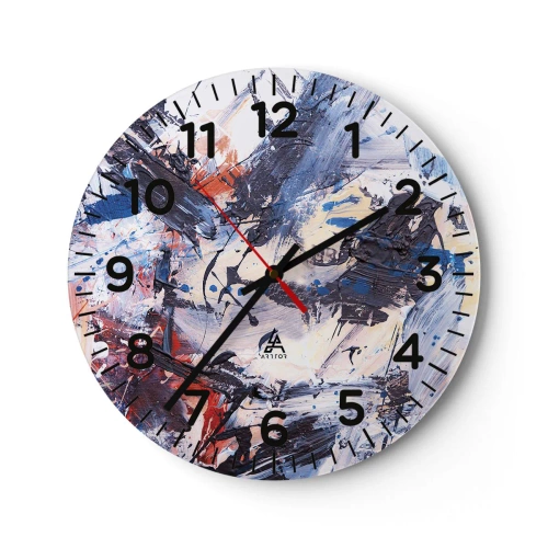 Wall clock - Clock on glass - Crazy Dance of Abstraction - 30x30 cm