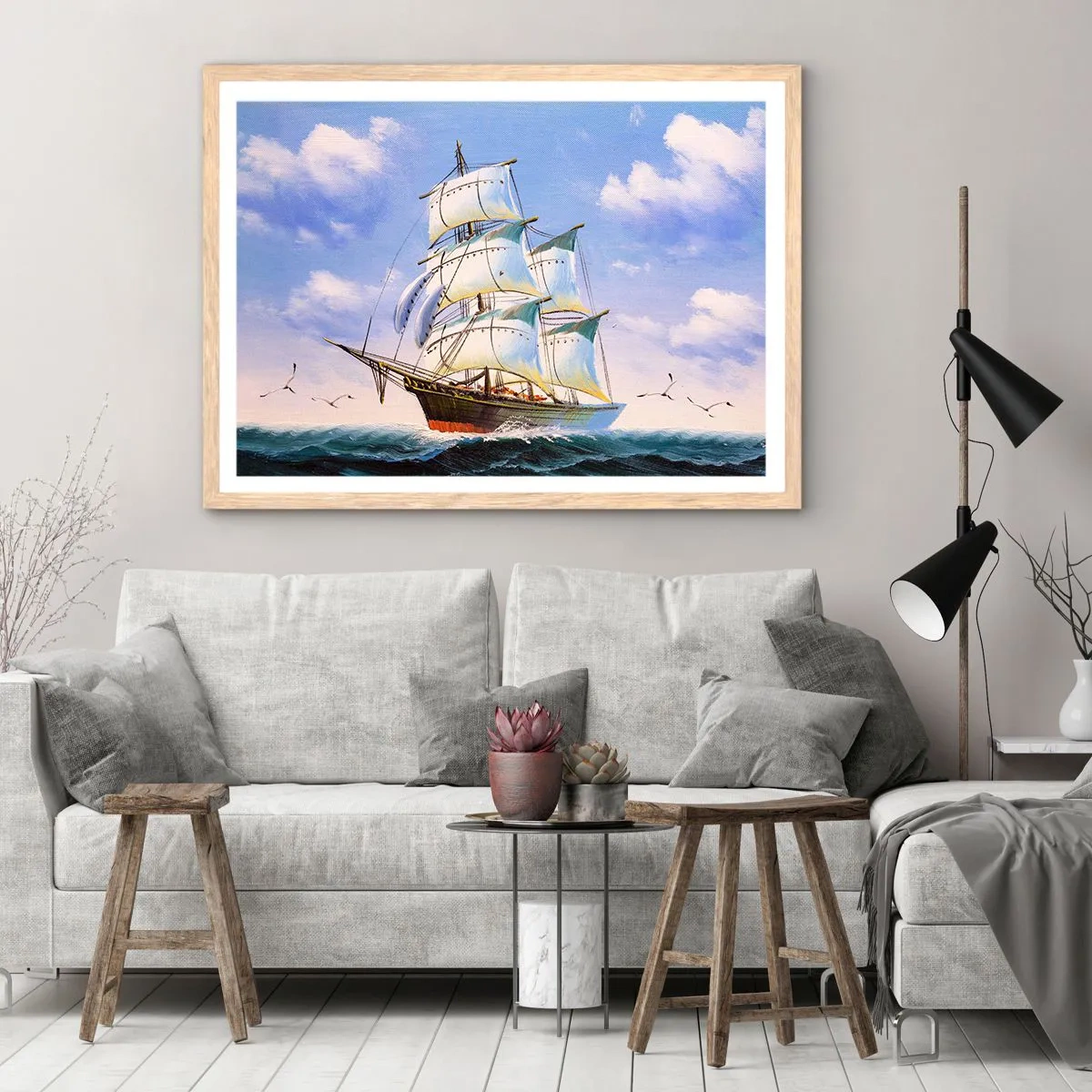 Poster in light oak frame - Proudly with Wind - 70x50 cm