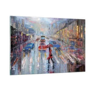 Glass picture - Rainy Afternoon in a City - 120x80 cm