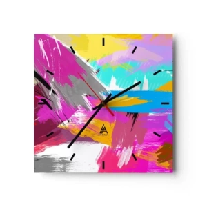 Wall clock - Clock on glass - One More Stroke - 30x30 cm