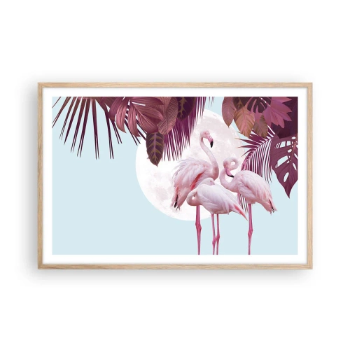 Poster in light oak frame - Three Bird Graces - 91x61 cm