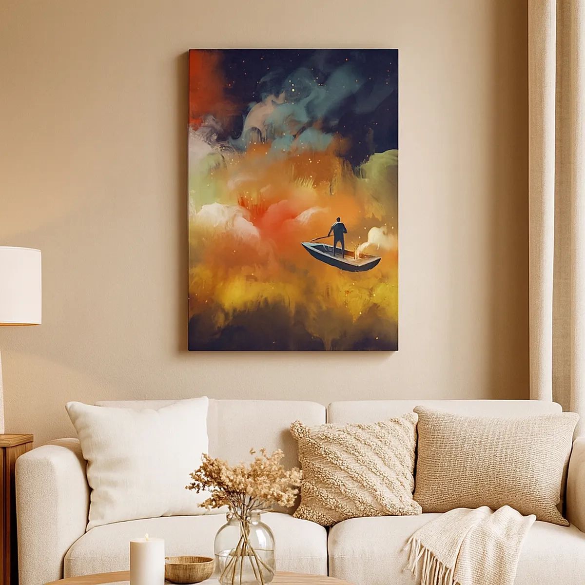 Canvas picture - Through the Galaxy in a Boat - 50x70 cm