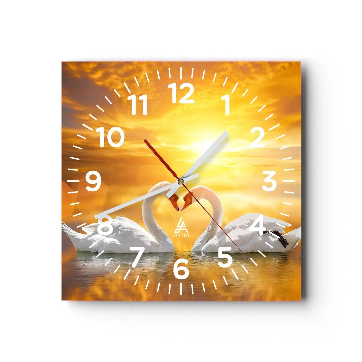 Wall clock - Clock on glass - Heart Is the Most Beautiful Word in the World - 30x30 cm