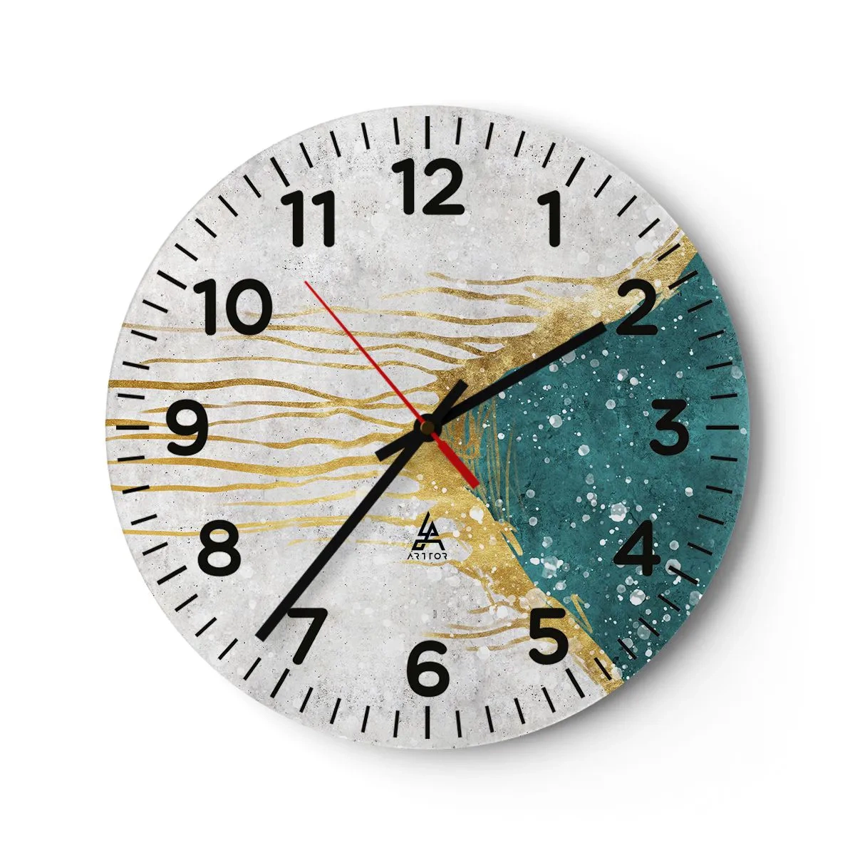 Wall clock - Clock on glass - Golden Tide - 30x30 cm