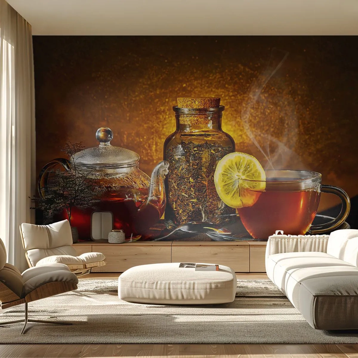 Self-Adhesive Photo Wallpaper Deluxe Sticker - Dutch Masters' Style - Gastronomy, Tea, Teacup - 250x175 cm