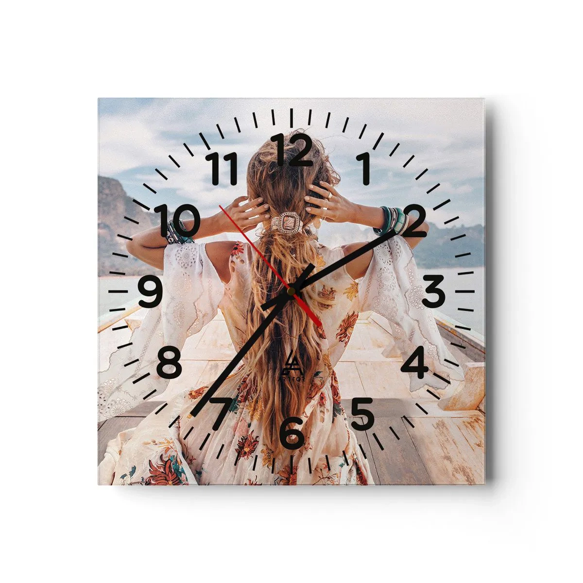 Wall clock - Clock on glass - On the Way to Happiness - 40x40 cm