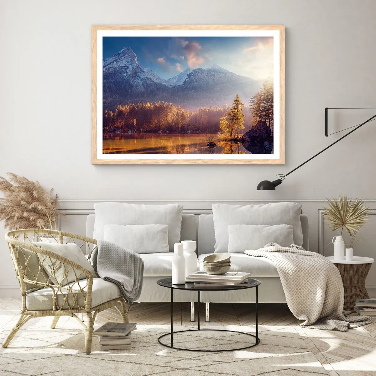 Poster in light oak frame - In the Mountains and Valleys - 50x40 cm