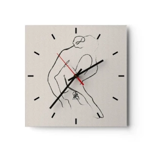 Wall clock - Clock on glass - Intimate Sketch - 30x30 cm