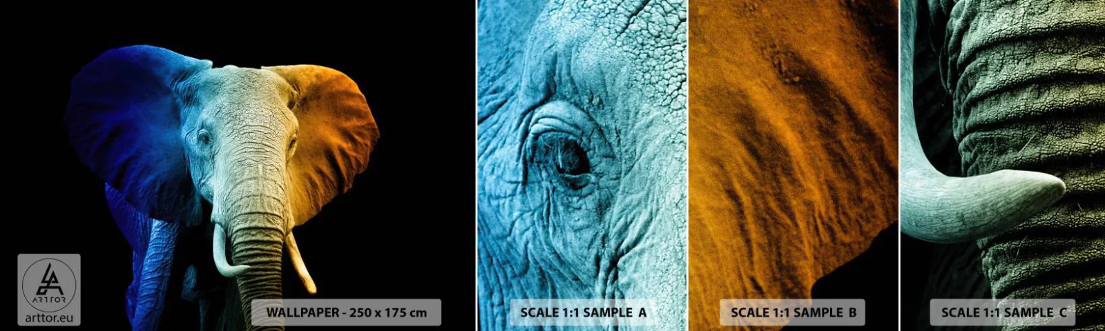 Photo Wallpaper Sample Standard Eco - Eccentric, Not a Weirdo - Abstraction, Elephant, Animals - 100x30 cm