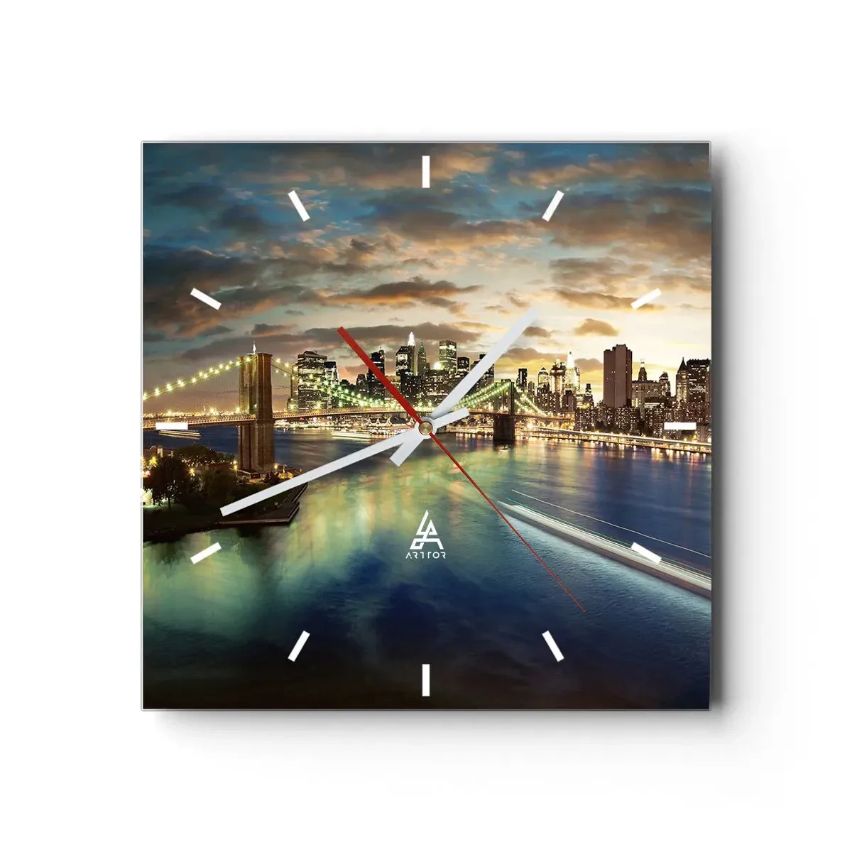 Wall clock - Clock on glass - Starry Night over Manhattan - 40x40 cm