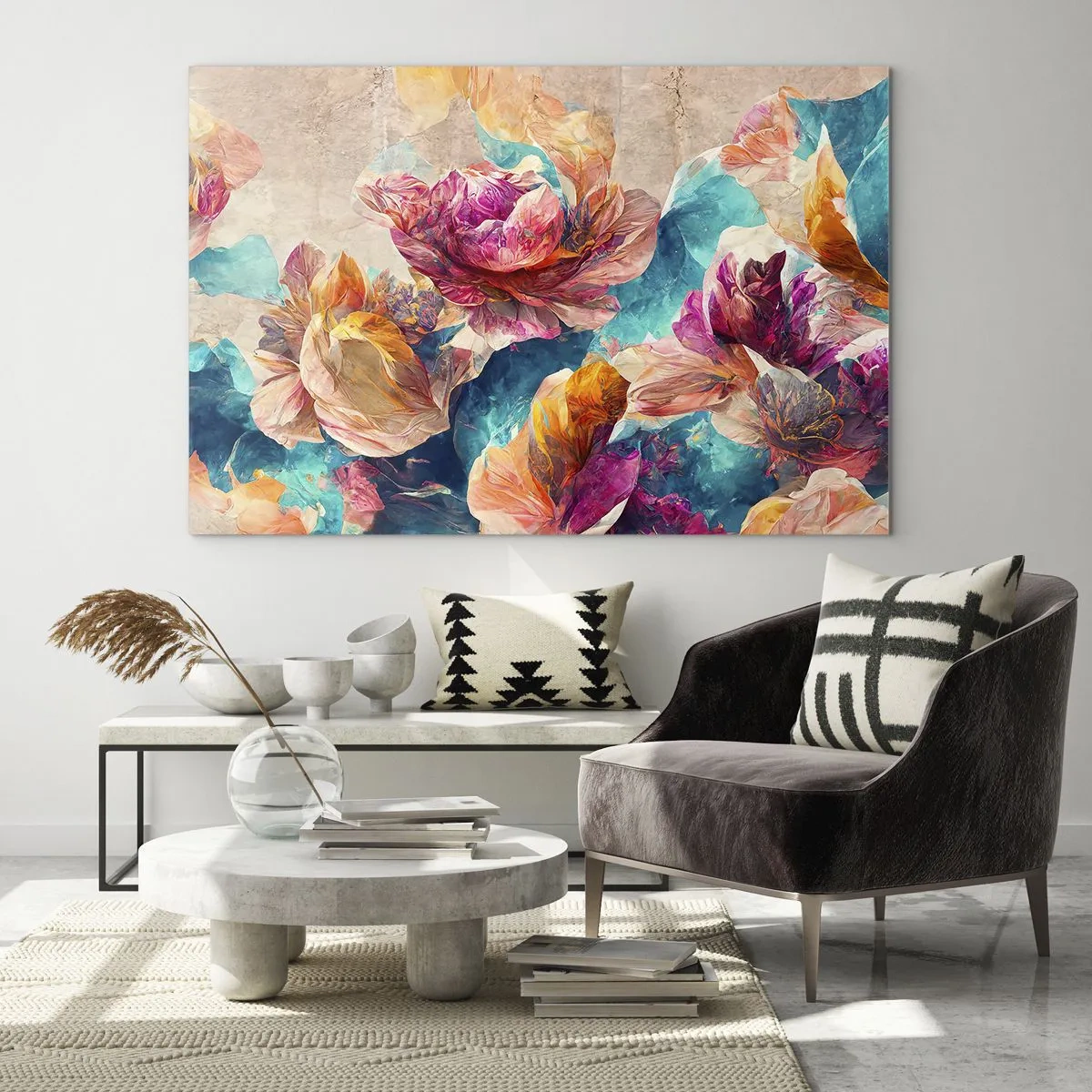 Glass picture - Colourful Splendour of a Bouquet - 100x70 cm