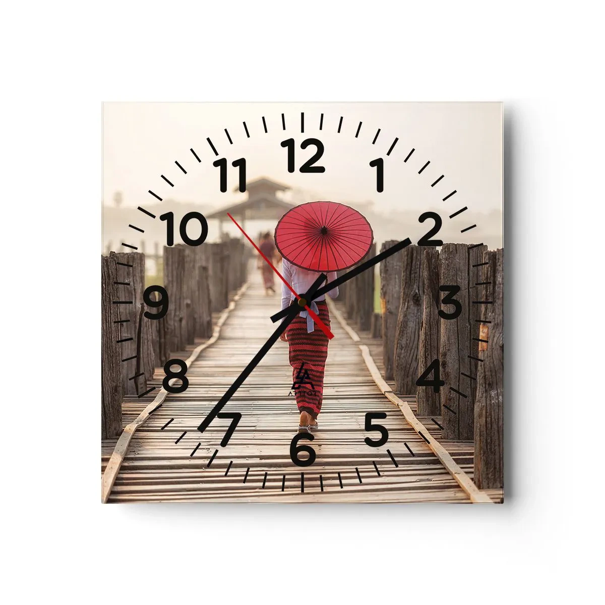 Wall clock - Clock on glass - On an Old Bridge - 30x30 cm