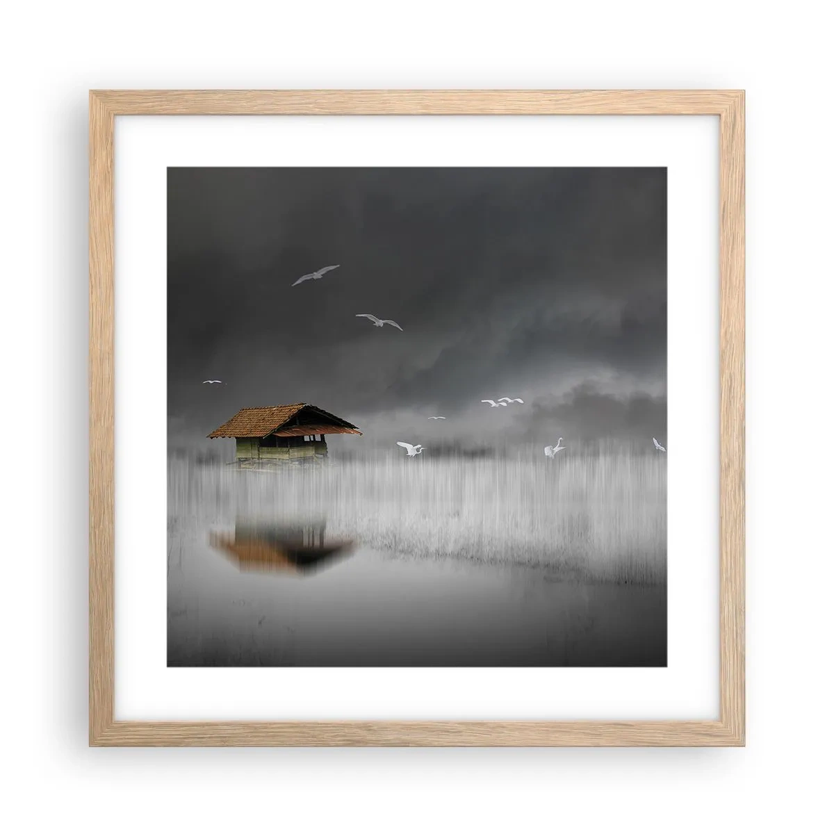 Poster in light oak frame - Shelter from the Rain - 40x40 cm