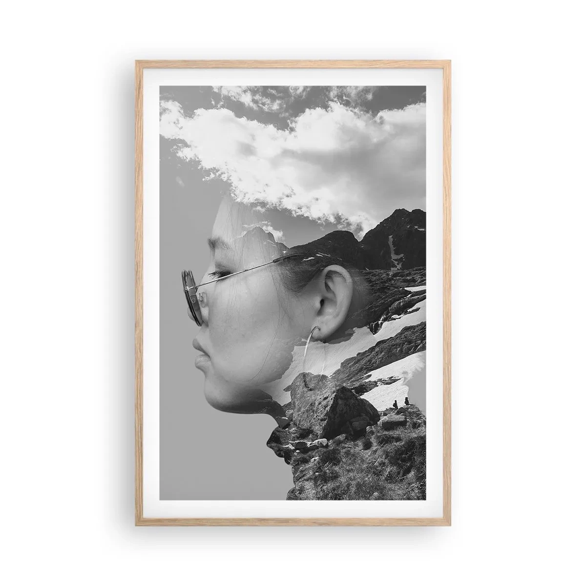 Poster in light oak frame - Cloudy Portrait - 61x91 cm