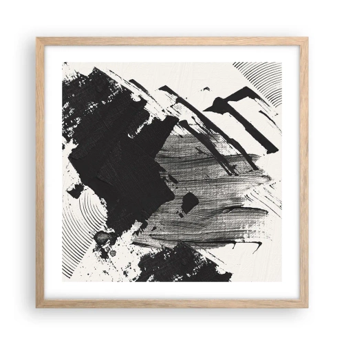 Poster in light oak frame - Abstract - Expression of Black - 50x50 cm