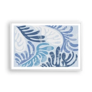 Poster in white frmae - Blue Ferns - 91x61 cm