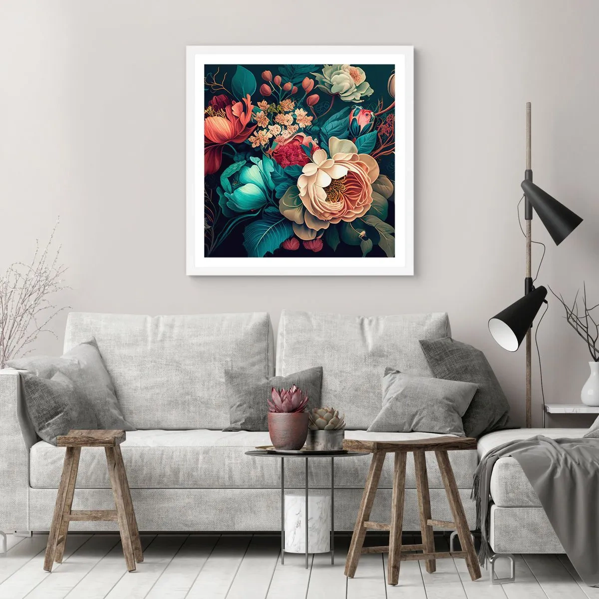 Poster in white frmae - 19th Century Charm - 30x30 cm