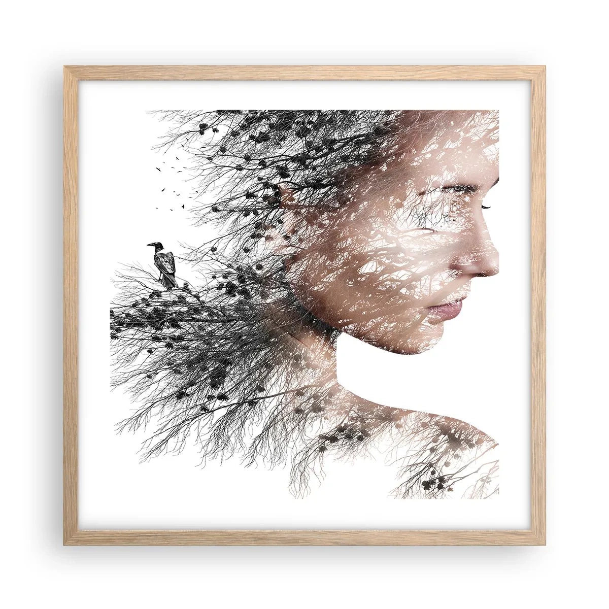 Poster in light oak frame - Spirit of a Forest - 50x50 cm