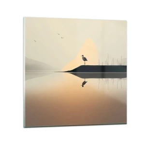 Glass picture - Gentleman on the Lake - 60x60 cm