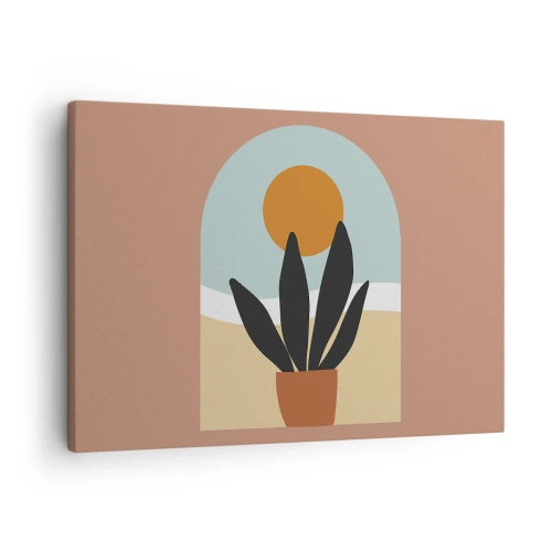Canvas picture - A black plant in a pot against the sun - 70x50cm - Small Joys - Modern wall decoration for the living room and bedroom ARTTOR