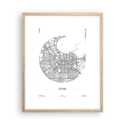 Poster in light oak frame - Anatomy of Doha - 40x50 cm