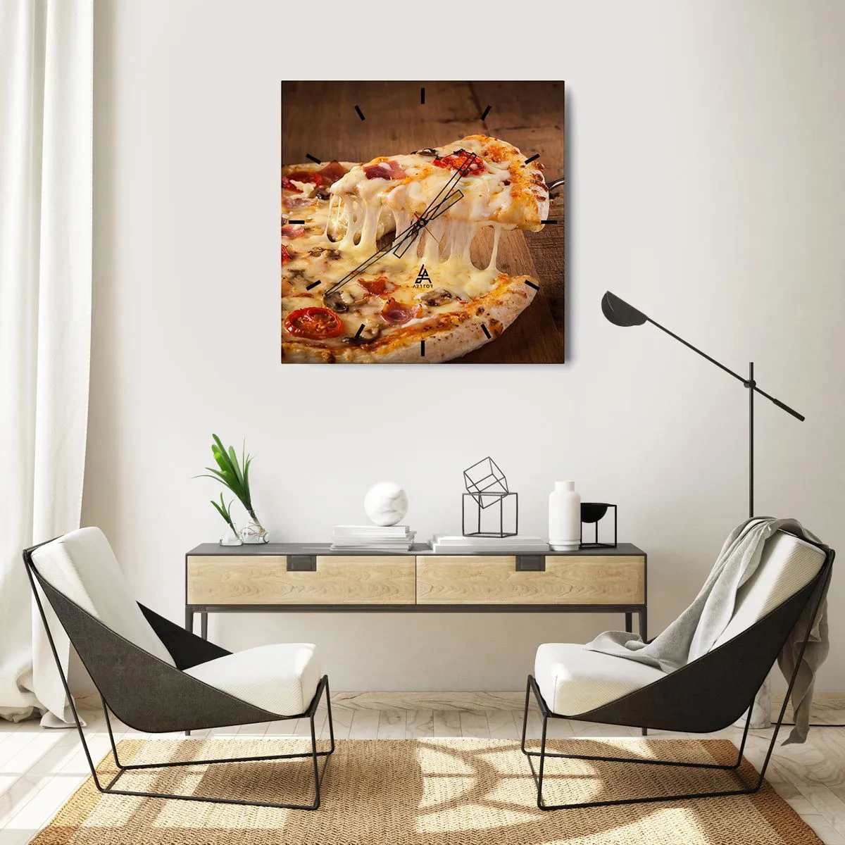 Wall clock - Clock on glass - Masterpiece of Italian Art - 40x40 cm